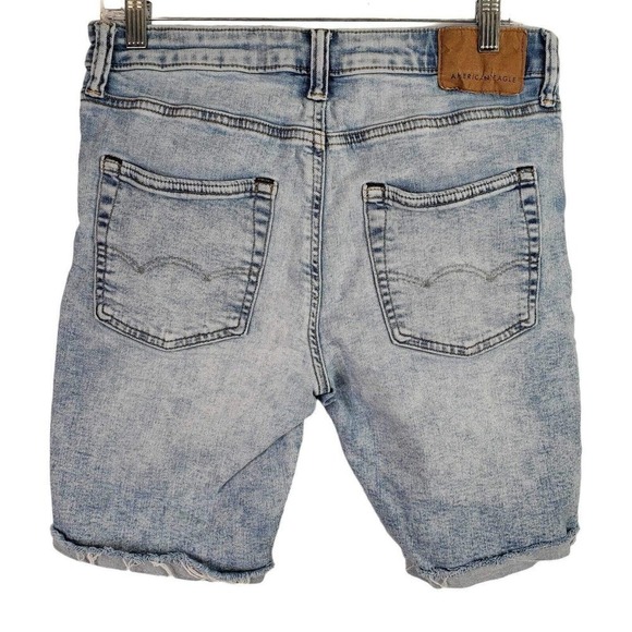 American Eagle Distressed Denim Jean Shorts Men's Size 30 Cutoffs 9” Blue - Picture 3 of 11
